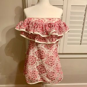 Alexis Paula Ruffle Lace Off Shoulder Dress Medium